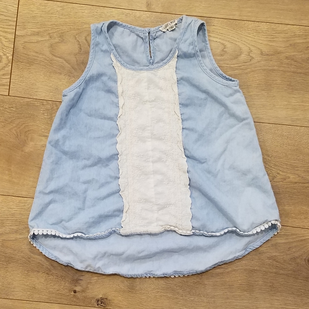 Lolli & Rose Top Light Blue Denim  {Girl's 10}